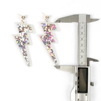 Image 6 of Silver Sequin Glitter Lightning Bolt (Glam Rock Earrings)