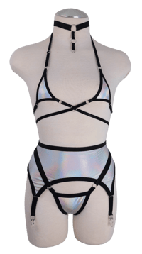Image 2 of Holographic & Black Micro Bikini Top