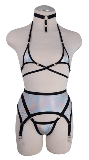 Holographic & Black Micro Bikni Top