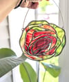 Agate Ranunculus Stained Glass Window Hanging