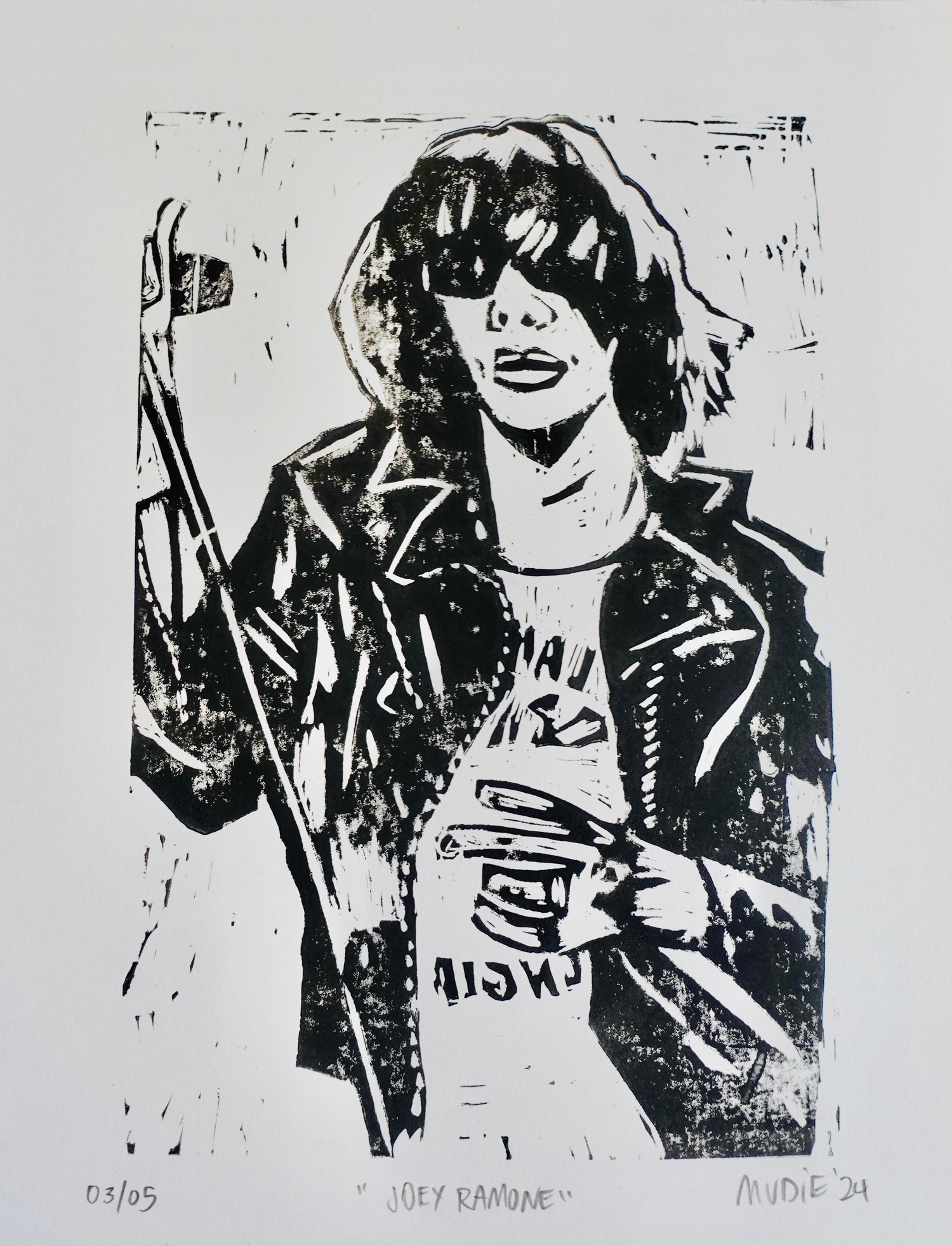 Image of Joey Ramone-Impression en lino