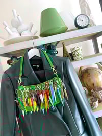 Image 1 of 🎀 FISHING CAPSULE 🎀 GREEN FISHES & HEARTS CHARMS KEYCHAINS SHOULDER BAG