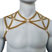 Image 1 of  Burning Man Gold Body Chain, Shoulder Chain Harness, Festival Rave Punk Shoulder Harness