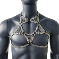 Image 2 of Burning Man Body Chest Chain, Chest Chain Harness for Men, Festival Rave Punk Chest Harness