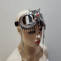 Image 1 of Holographic Rave Streampunk Burning Man Chain Punk Spike Costume Cyber Goth Festival Goggles