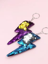 Image 3 of Set of 4 Sequin Lightning Bolt Keyrings