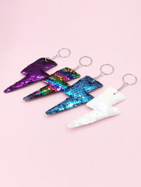 Image 2 of Set of 4 Sequin Lightning Bolt Keyrings