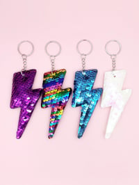 Image 1 of Set of 4 Sequin Lightning Bolt Keyrings