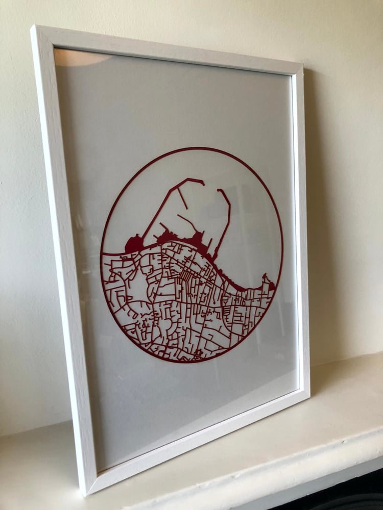 Image of A3 Framed Dun Loaghaire Lasercut Print *Clearance*