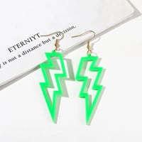 Image 8 of Neon Lightning Bolt Glam Rock Earrings