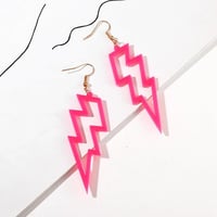 Image 9 of Neon Lightning Bolt Glam Rock Earrings