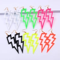 Image 1 of Neon Lightning Bolt Glam Rock Earrings