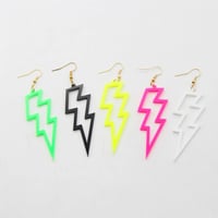 Image 2 of Neon Lightning Bolt Glam Rock Earrings