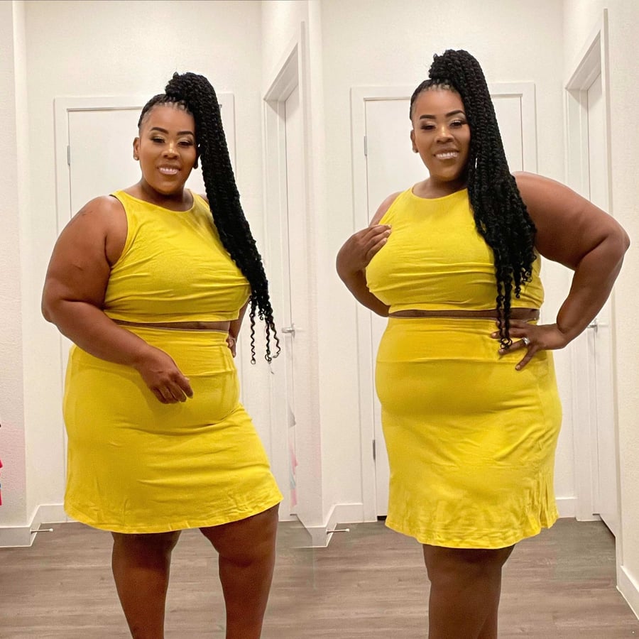 Image of 3PACK PLUS SIZE 2-PIECE BABYDOLL SKIRT SET-YELLOW