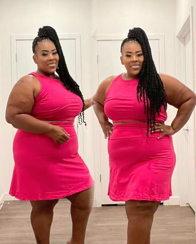 Image of 3PACK PLUS SIZE 2-PIECE BABYDOLL SKIRT SET-HOT PINK