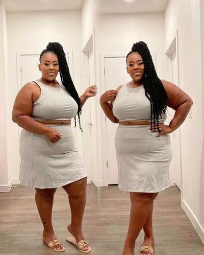 Image of 3PACK PLUS SIZE 2-PIECE BABYDOLL SKIRT SET-HEATHER GREY