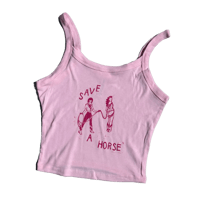 Image 1 of save a horse pink spaghetti strap tank