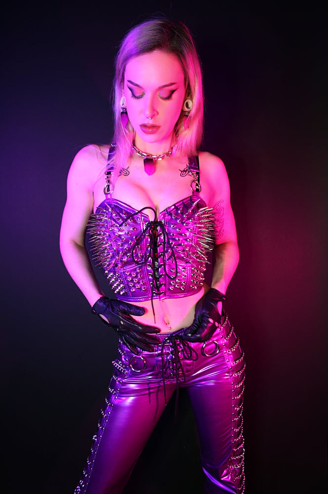 Image of PAINKILLER PURPLE SPIKED BRALETTE