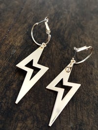 Image 6 of Gold Lightning Bolt Hoop Earrings in Stainless Steel