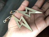 Image 5 of Gold Lightning Bolt Hoop Earrings in Stainless Steel