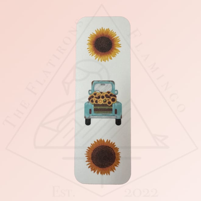 Image of Blue Truck with Sunflowers - Bookmark