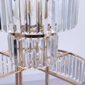 Image of Gold Flower stand Crystal road lead , 5 Ties Wedding  Table 39 inch Centerpieces 