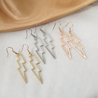 Image 1 of Jagged Lightning Bolt Earrings (Gold/Silver/Rose Gold)