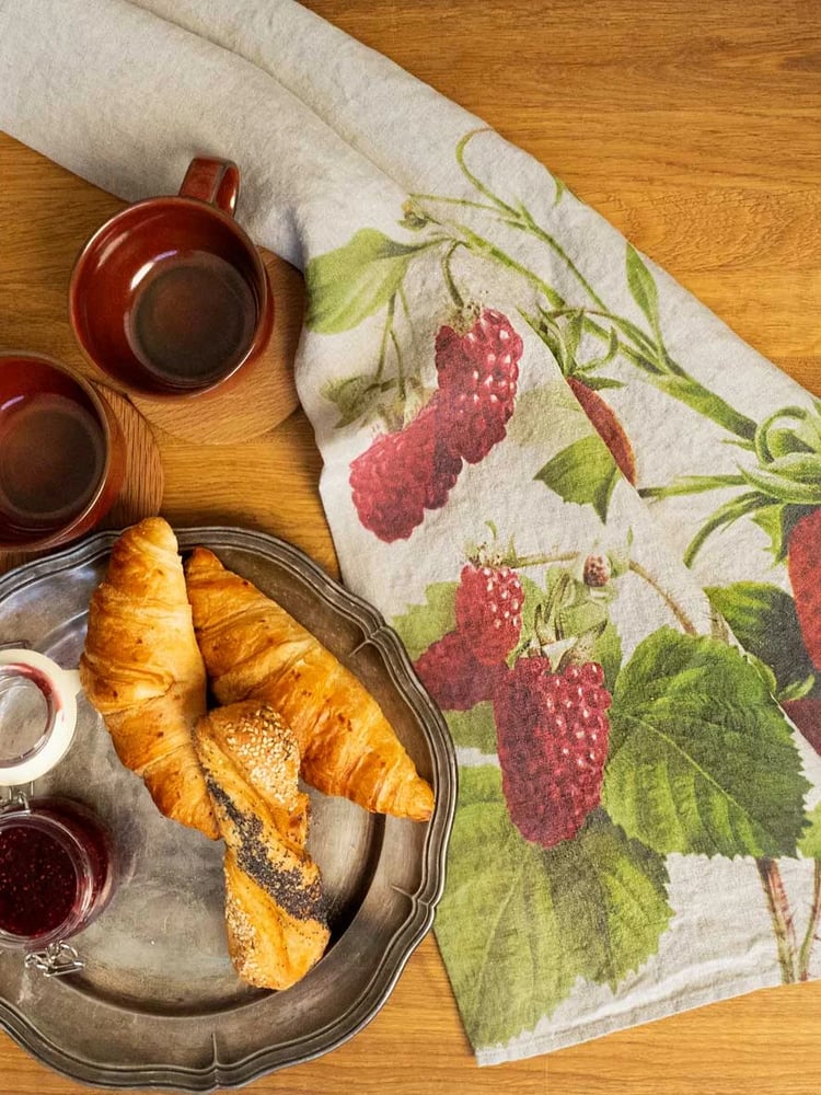 Image of Torchon En Lin Theme: Fraises ou Framboises