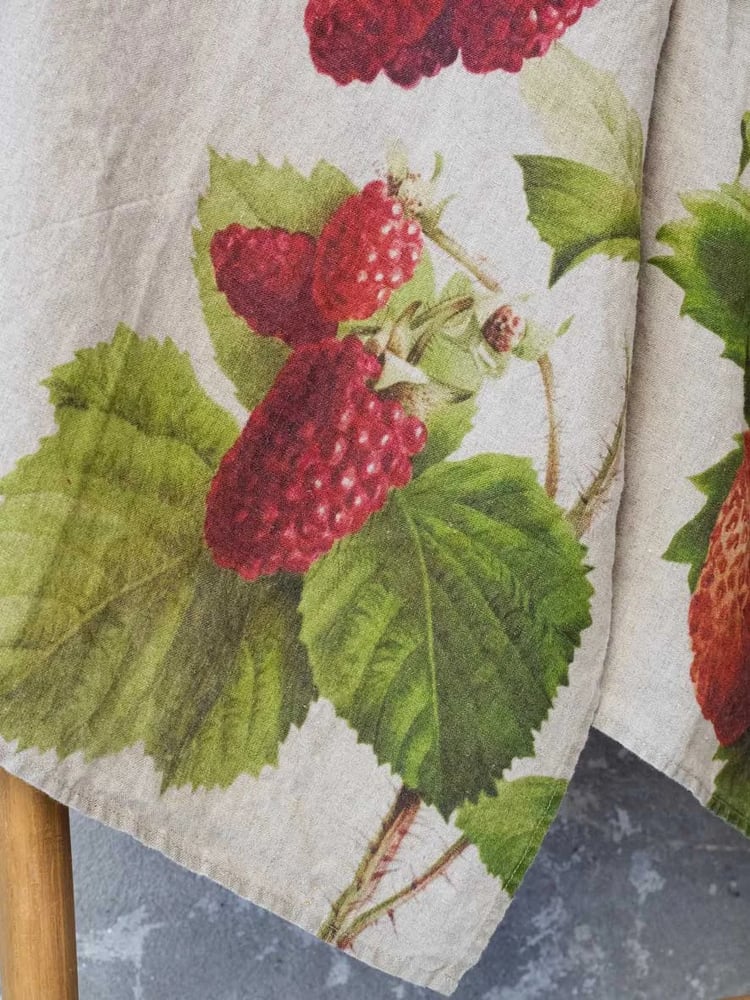 Image of Torchon En Lin Theme: Fraises ou Framboises