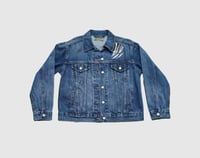 Image 6 of January Girl, Embellished Denim Jacket, Size Medium, Denim Art, Wearable Art