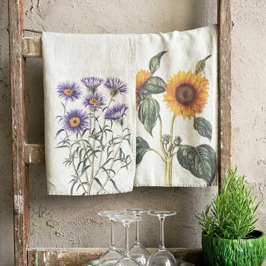 Image of Torchon En Lin Theme: Aster ou Tournesol