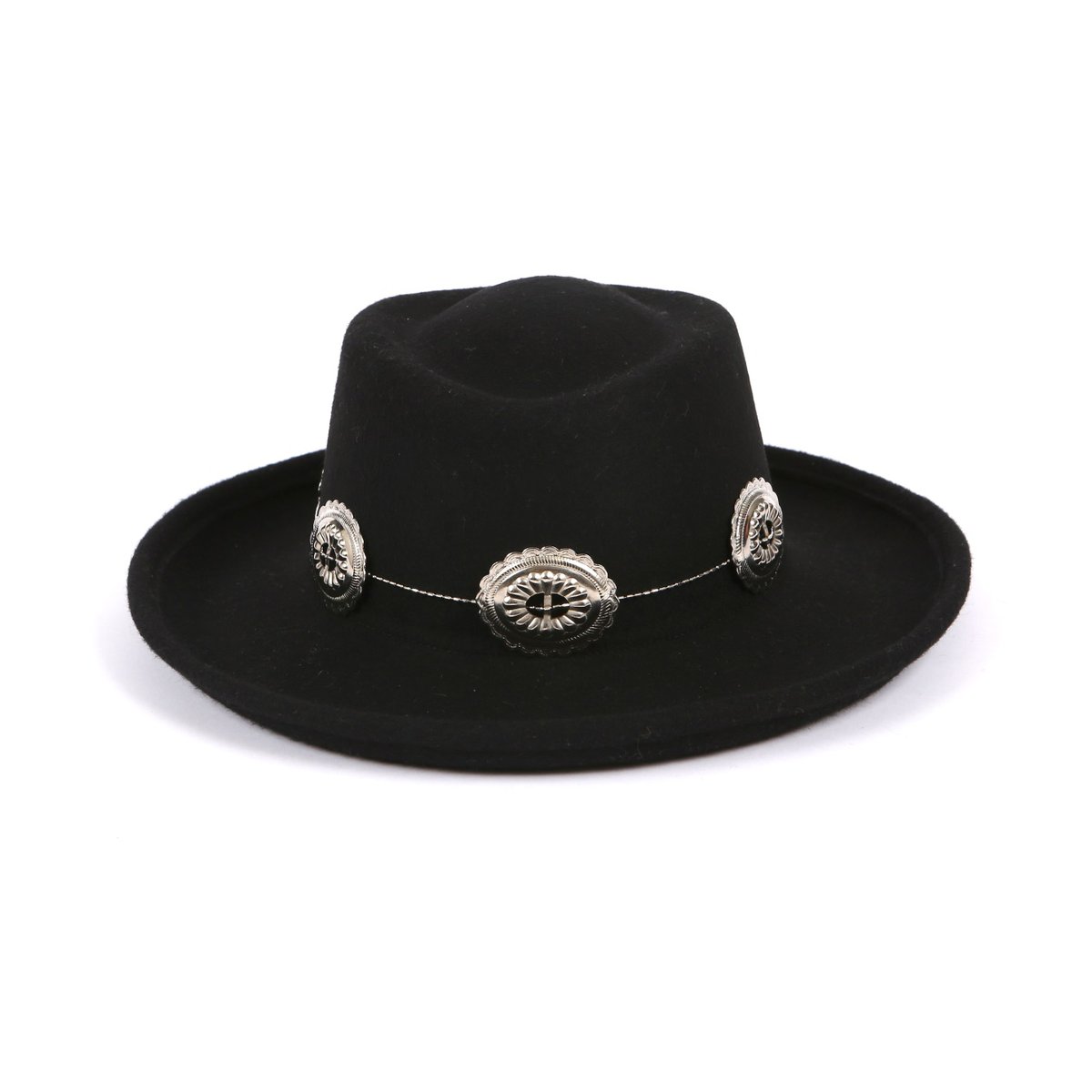 Black Western Gambler with Silver Conchos 