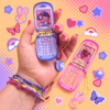 Retro Love Flip Phone Charms