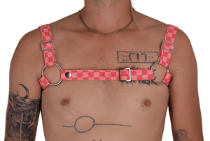 Pink & Peach Checker Bulldog Harness