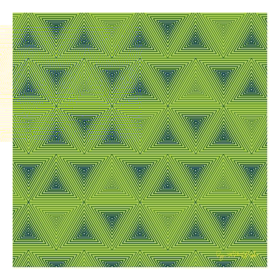 Image of Triangle Tesselation - Dark Cyan on Green