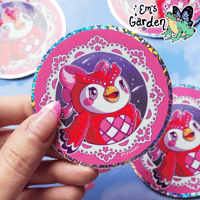 Space Owl | Celestial Red Owlette Round Stardust Sticker