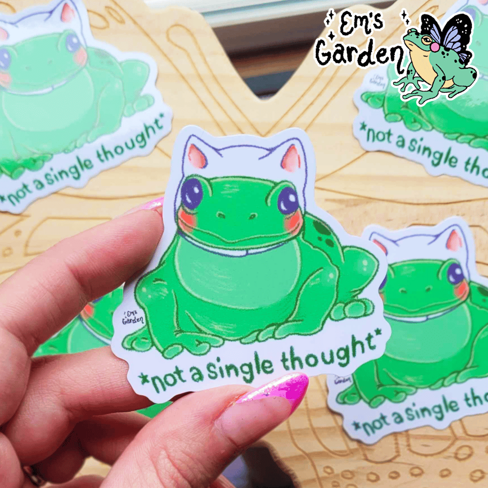 Image of Not a Single Thought | Froggy Cat Sticker