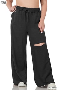 Charcoal Wide Leg Joggers - Curvy 