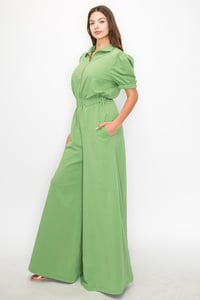 Image 1 of Wide Leg Sage DIVA Jumpsuit - HE Collection