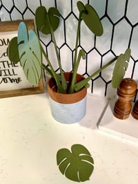 Image 3 of Monstera Coaster Set Plant, 3D Printed with Magnetic Coaster Leaves