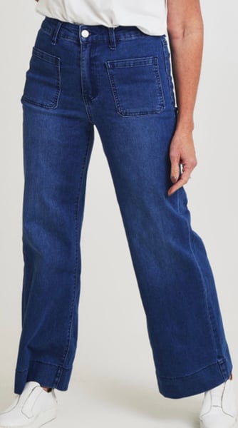 Image of Ellie High-Waisted Front Pocket Jeans - Dark Demin