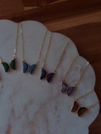 Image 4 of Crystal Butterfly Necklace (Gold)