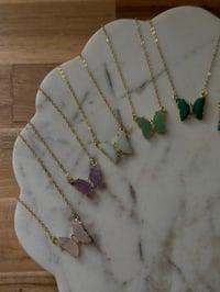 Image 5 of Crystal Butterfly Necklace (Gold)