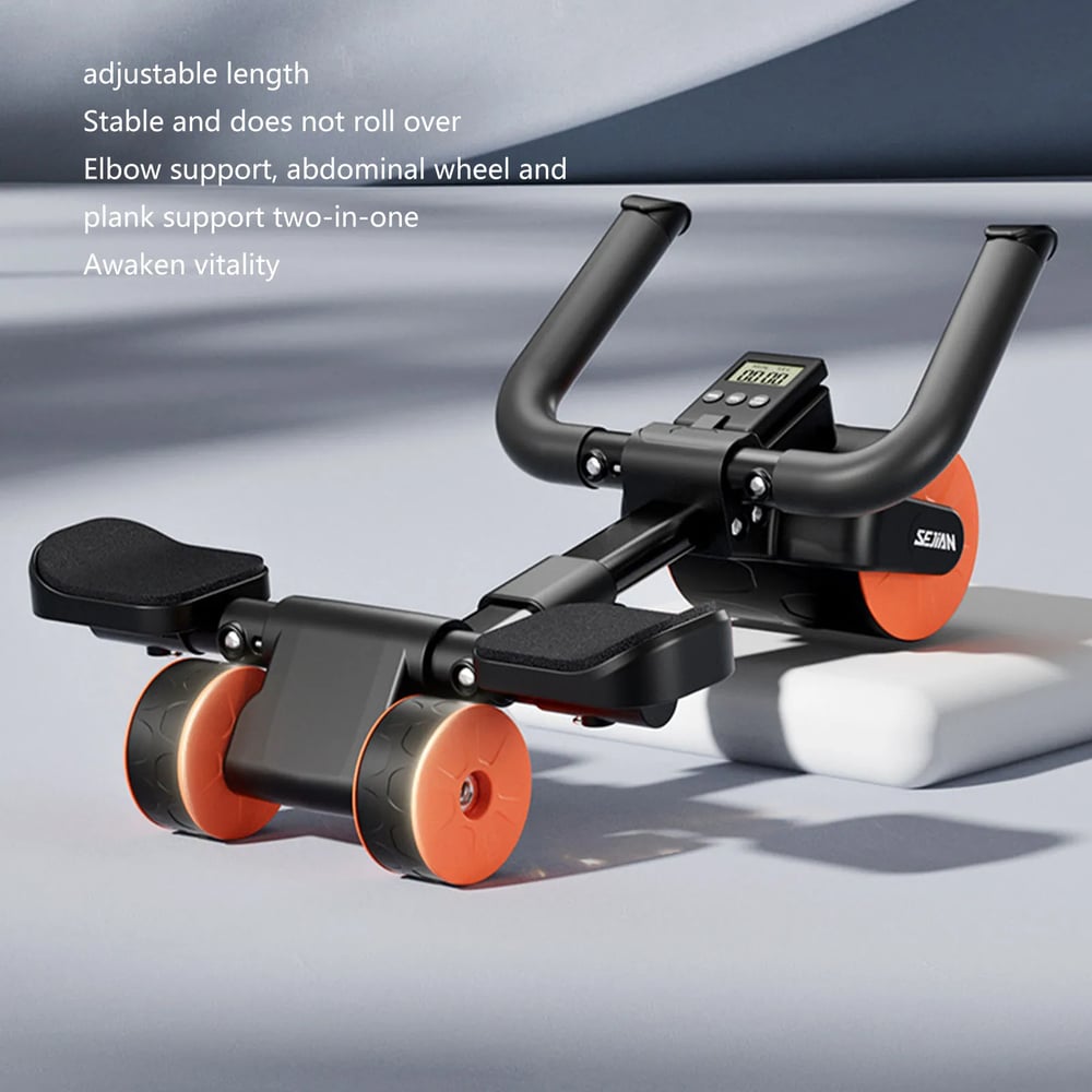 Fitness 3-Wheel Ab Roller with Elbow Support - Automatic Rebound Belly Wheel for Home Gym