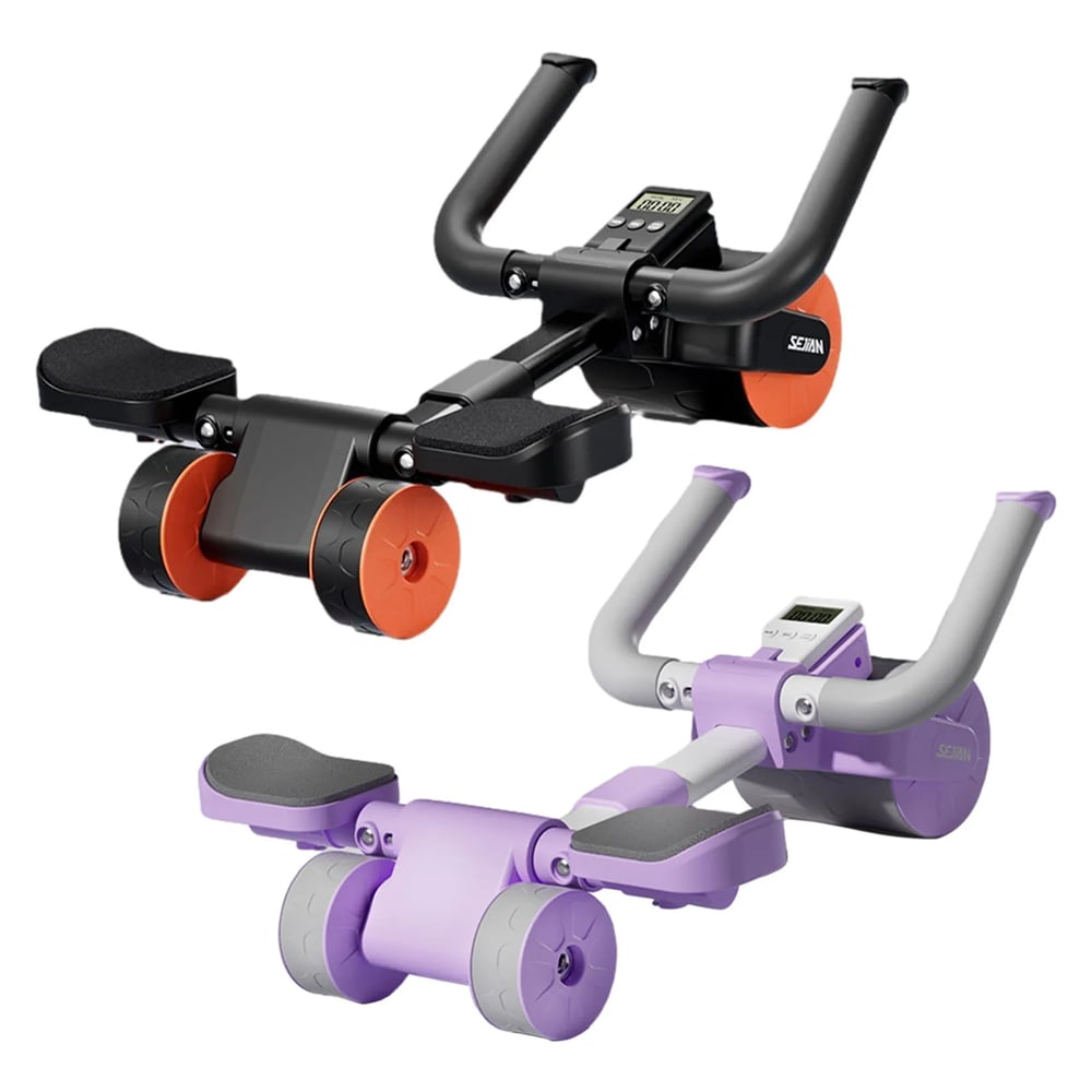 Fitness 3-Wheel Ab Roller with Elbow Support - Automatic Rebound Belly Wheel for Home Gym