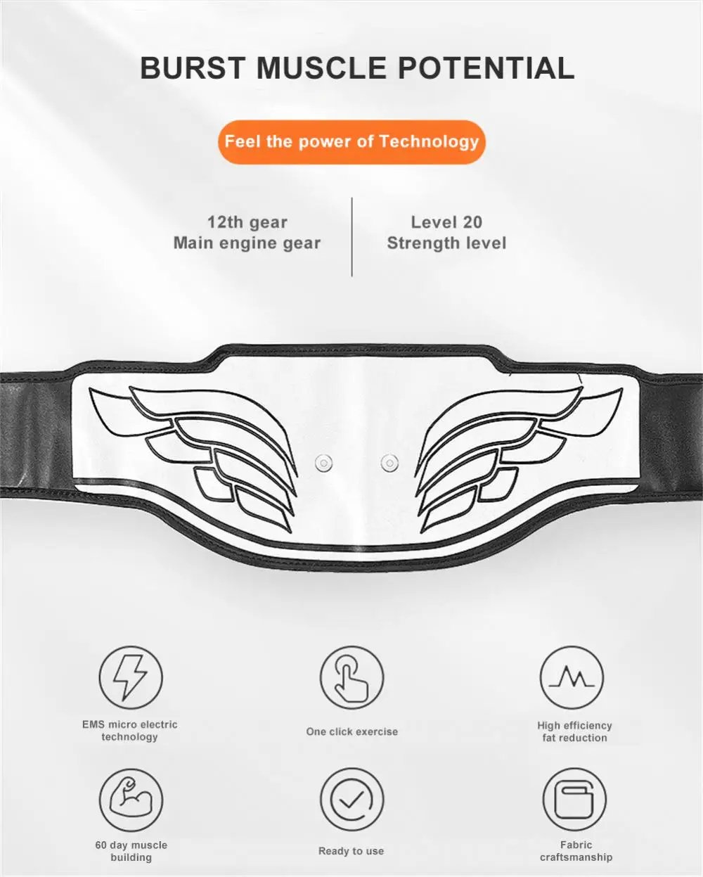 MSL EMS Abdominal Belt Trainer with LCD Display