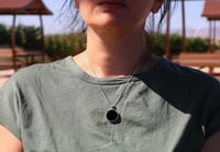 Image 5 of Handmade Sterling Silver 925 Round Flat Black Onyx 20mm Pendant for Women and Men - NO CHAIN | CHAIN