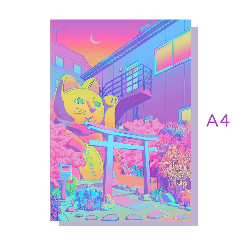 Image of Neko Shrine - HOLOGRAPHIC PRINT - Available in two sizes