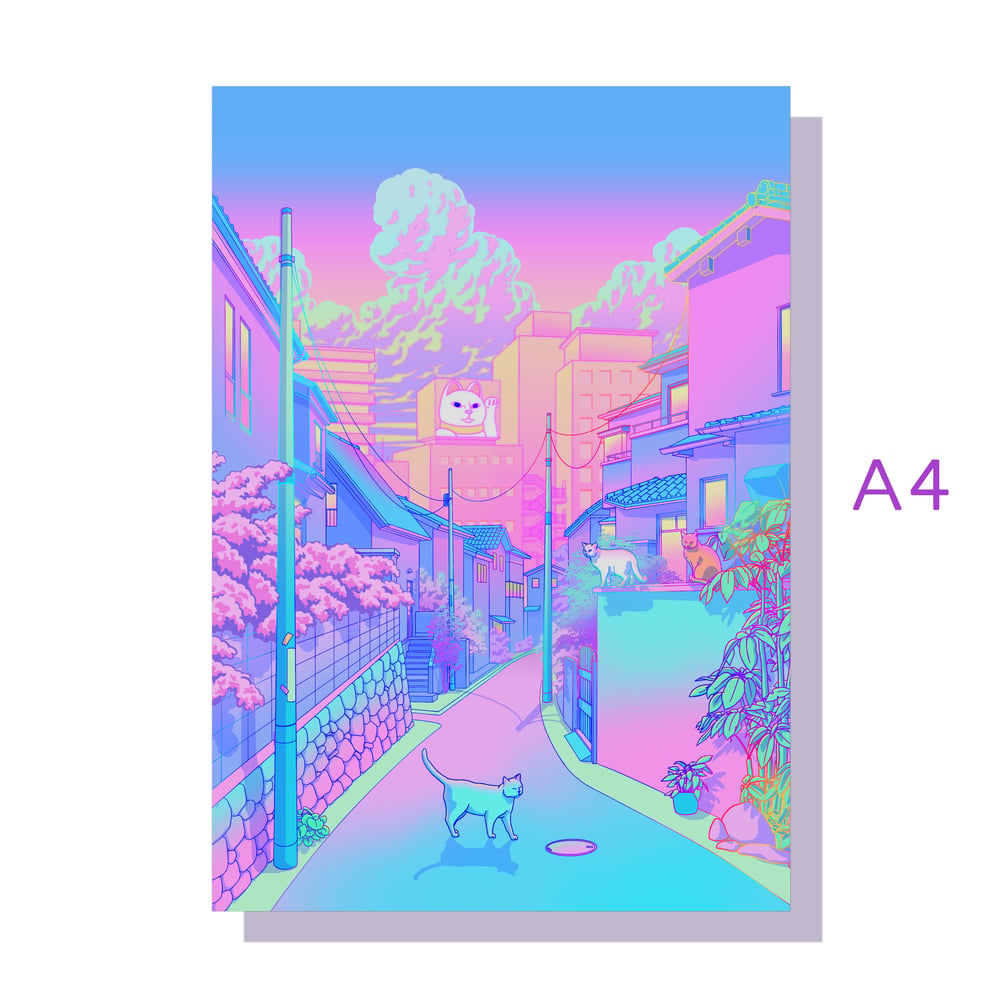 Image of NEKO CITY - HOLOGRAPHIC PRINT - Available in two sizes