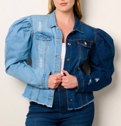 Image of 3PACK DENIM  PUFFED SHOULDER JACKET-DUO